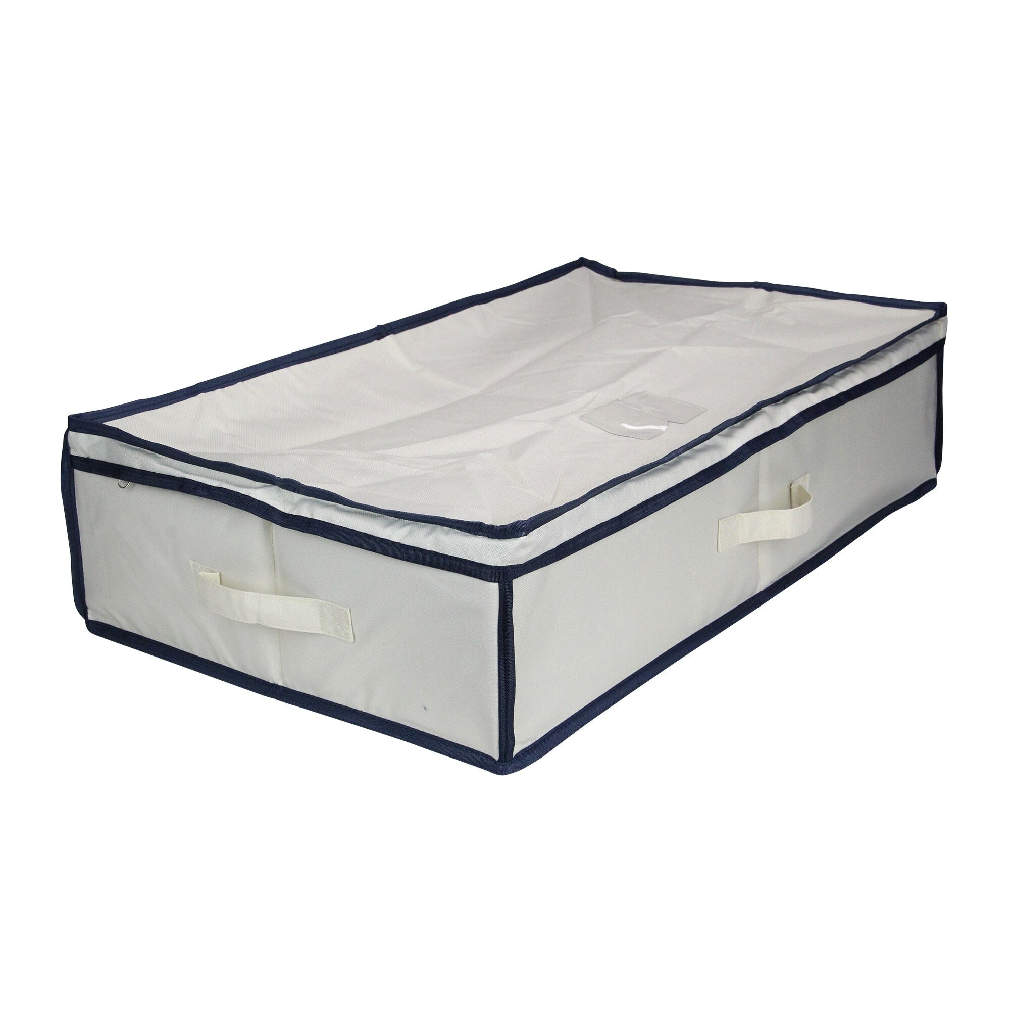 Shop 28 5 Beige And Blue Canvas Under The Bed Storage Rectangular