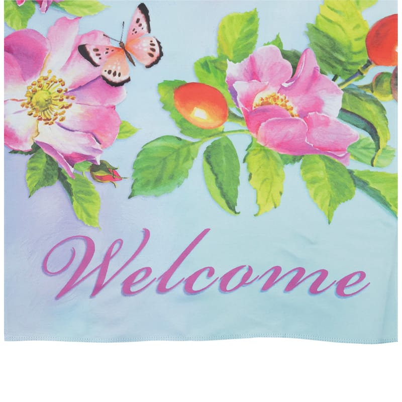 Welcome Hummingbird Floral Outdoor House Flag 28" x 40"