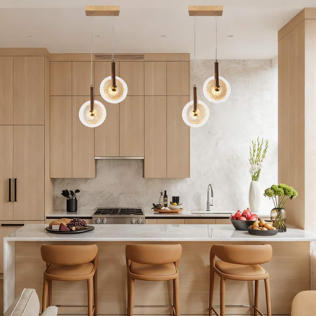 Modern Gold LED 2-Light Chandelier Art Cluster Pendant Light for Kitchen Island Foyer