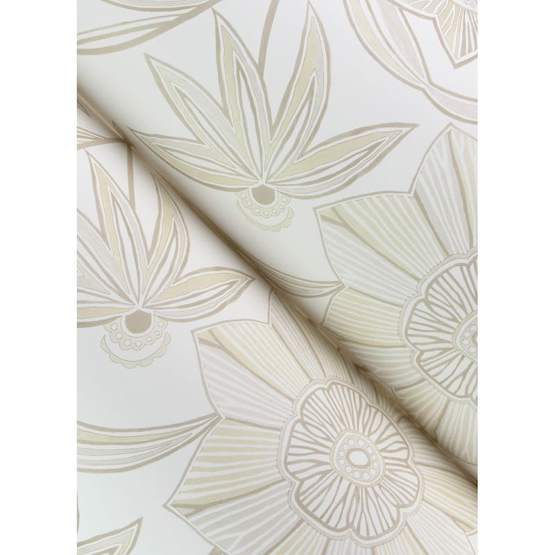 A-Street Prints Star Flower Beige Floral Trail Wallpaper