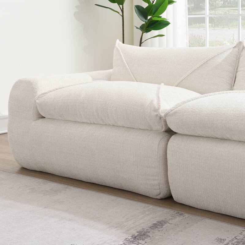 116" Chenille Fully Compressed Sectional Sofa with High-Density Foam, and 6-Seater Modular Cloud Couch