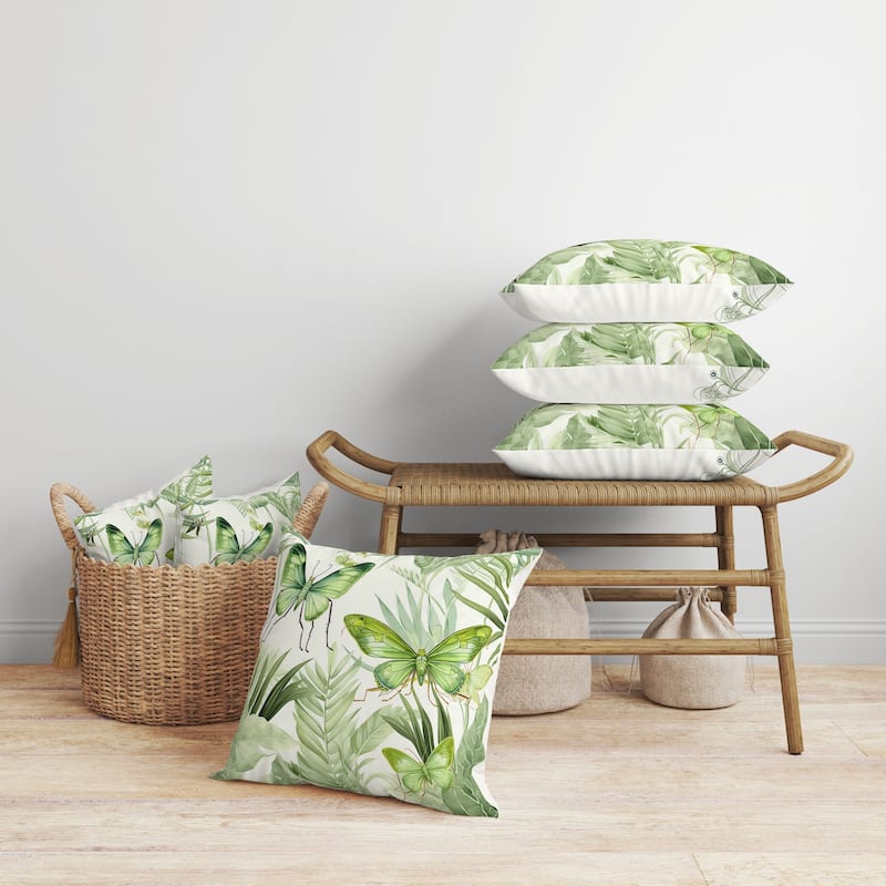 Butterfly Dreams Faux Suede Reversible Throw Pillow Green