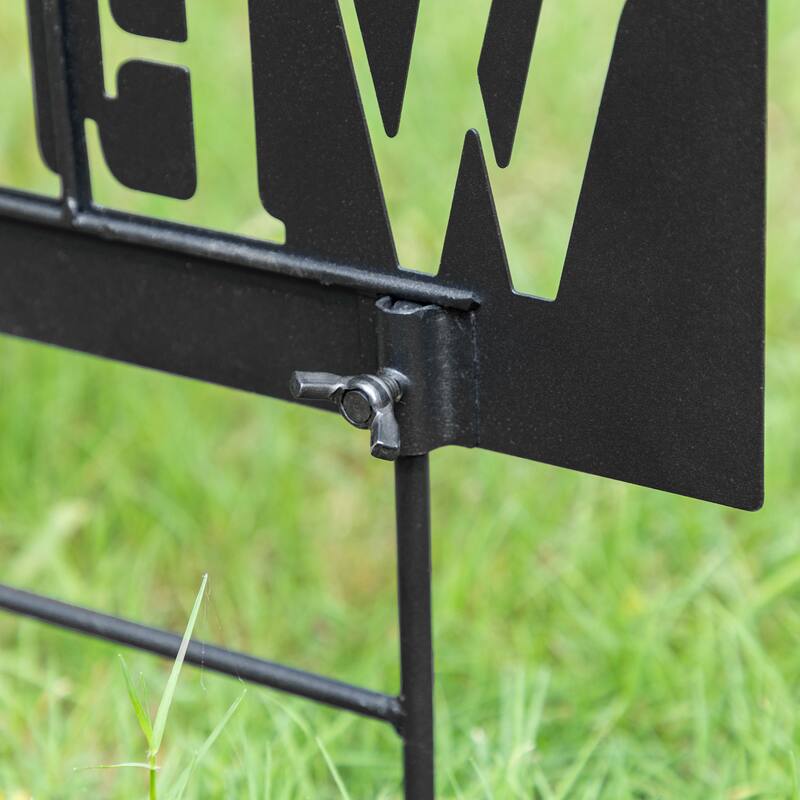 Glitzhome 30"H Multi-functional Metal Rabbit Flower Fairy Silhouette with Welcome Sign Garden Yardstake Wall Decor