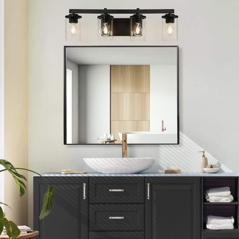 Fora Modern Farmhouse 3/4-Light Bathroom Vanity Lights Glass Wall Sconces