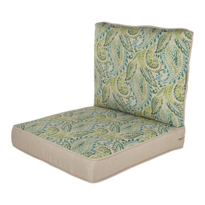 Haven Way Universal Outdoor Deep Seat Lounge Chair Cushion Set - 22x25 - Tan Paisley