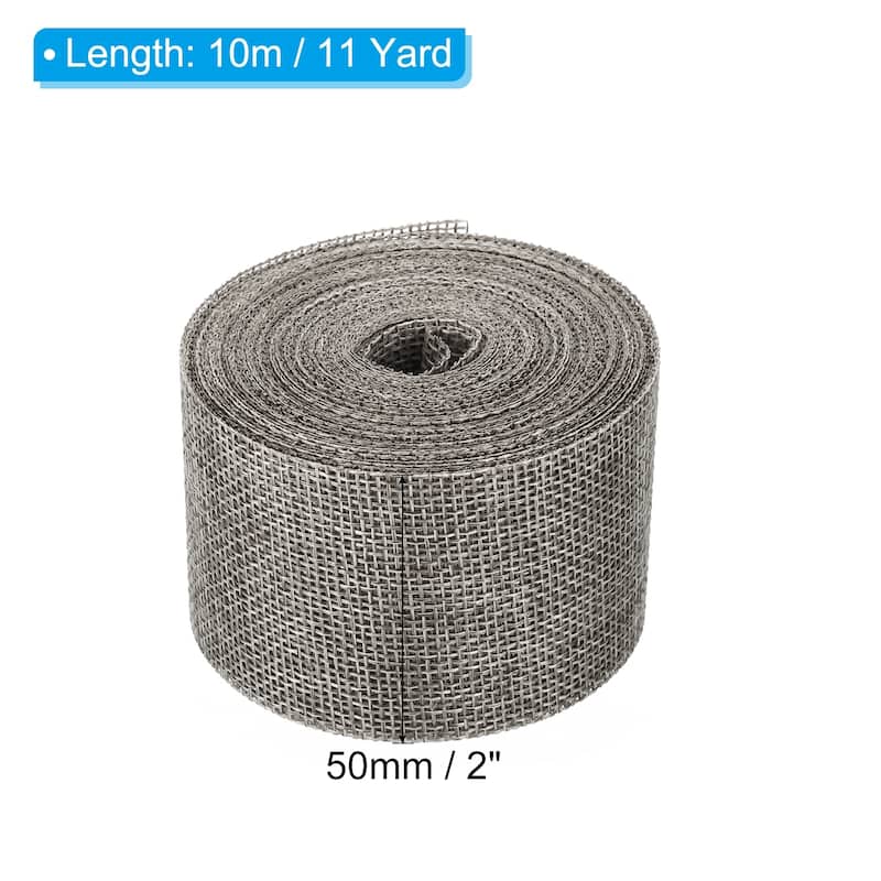 2pcs 2" Wide 11 Yards Burlap Fabric Ribbon Jute Crafts Roll Wrapping - Grey