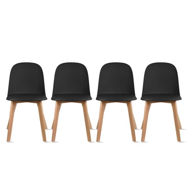 slide 2 of 73, Set of 4 Plastic Dining Side Chair Wood For Event Kitchen Office Event Garden Patio Cafe Indoor Outdoor Black