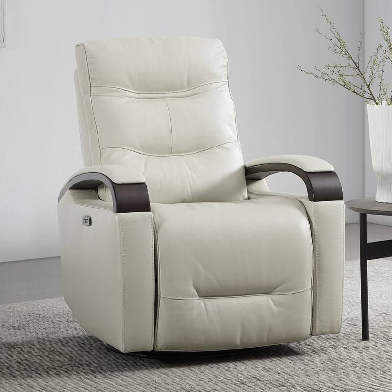 Spruce & Spring Regan Leather Power Recliner Swivel Glider Rocker with Power Headrest