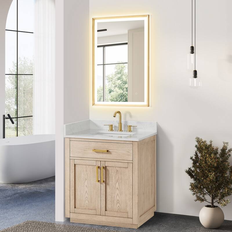 Altair Gavino Bath Vanity with Grain White Composite Stone Top, no Mirror