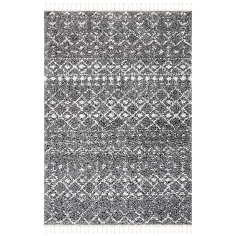 SAFAVIEH Berber Fringe Dashurije Leatha Trellis Rug - 5'3" x 7'6"