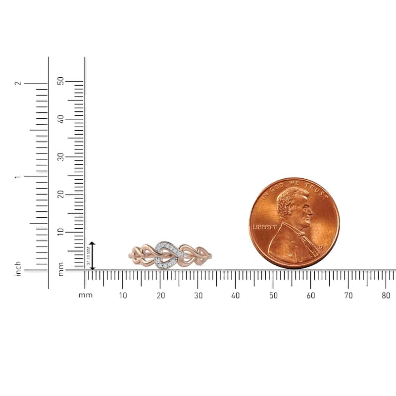 1/20ct TDW Diamond Heart Link Promise Fashion Ring in 10K Rose Gold for Women