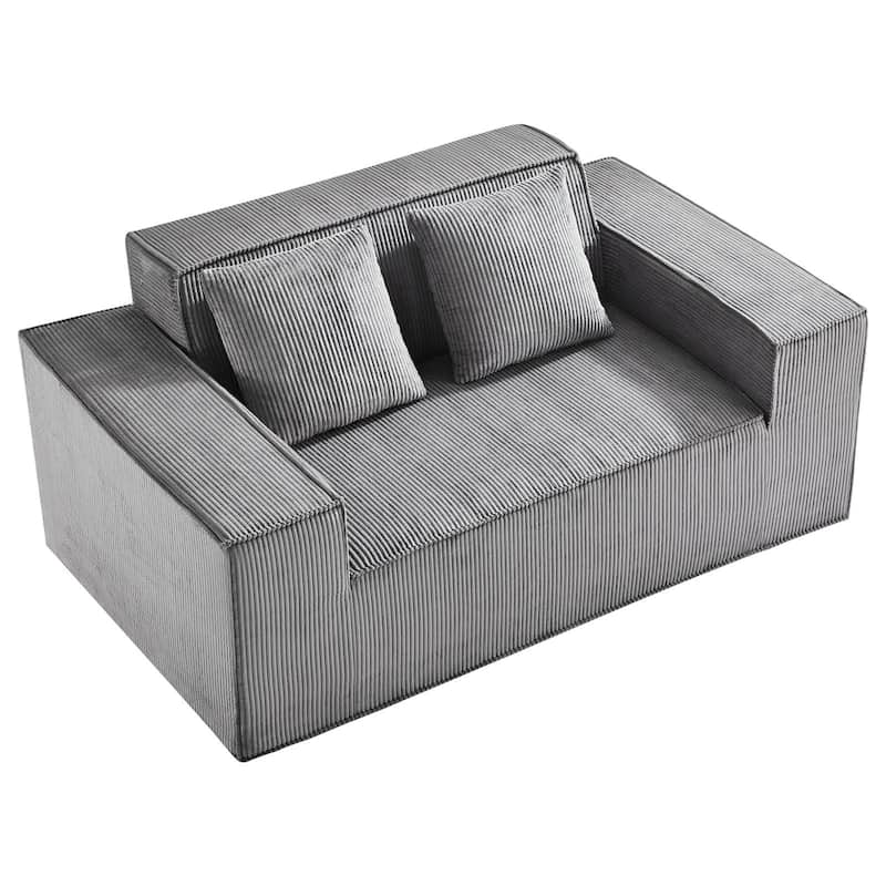 63” Wide Space-Saving Corduroy Loveseat Sofa 2-Seater Couch with High-Resilience Cushions - 63” x 37” x 28.3”