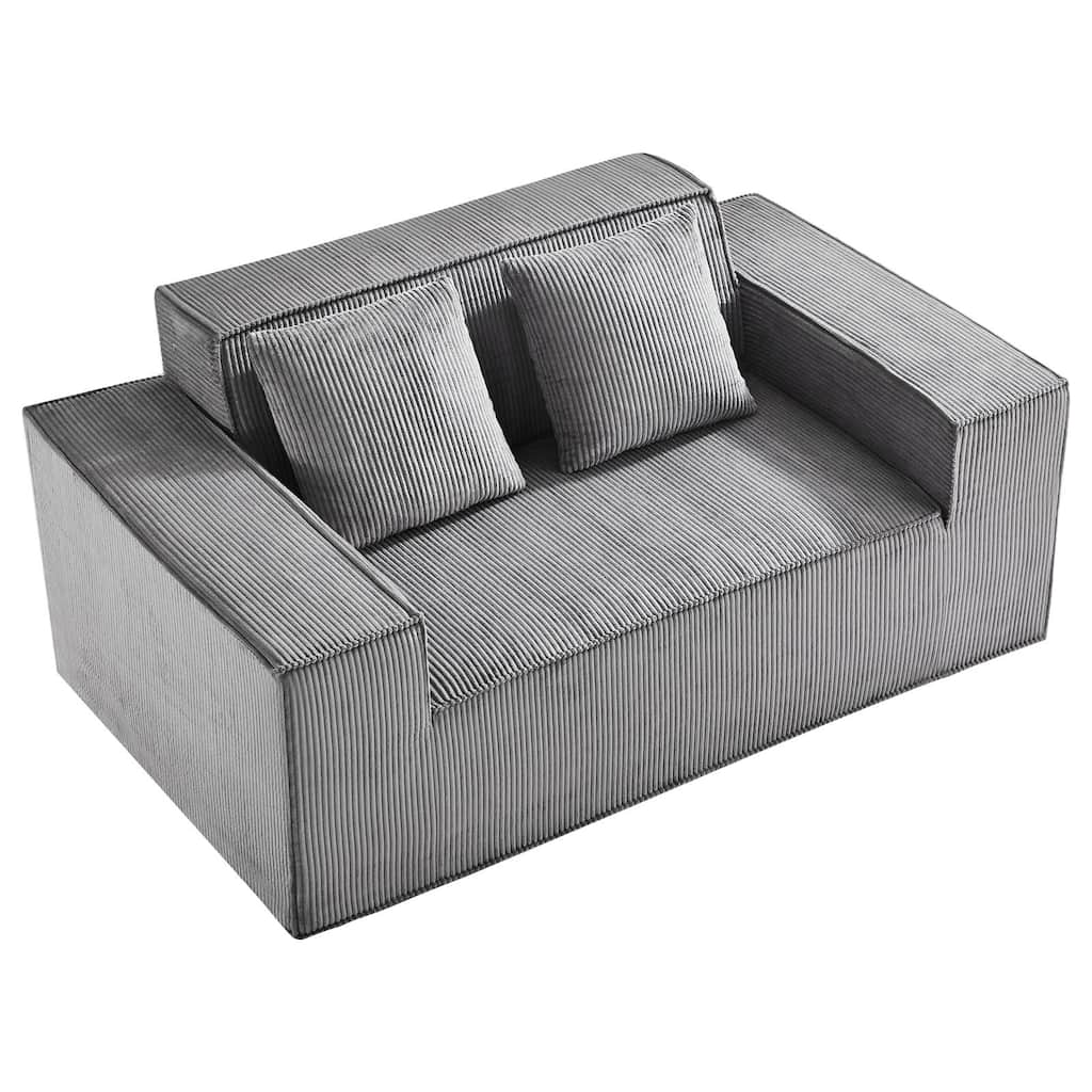 63” Wide Space-Saving Corduroy Loveseat Sofa 2-Seater Couch with High-Resilience Cushions - 63” x 37” x 28.3”