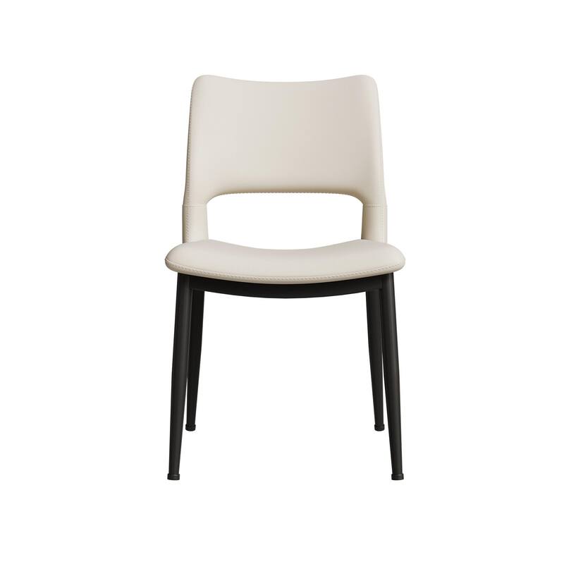 Modern Minimalist Pu Leather Dining Chairs Set Of 2, Comfortable Backrest Design, Metal Leg Support, For Restaurants, Kitchens
