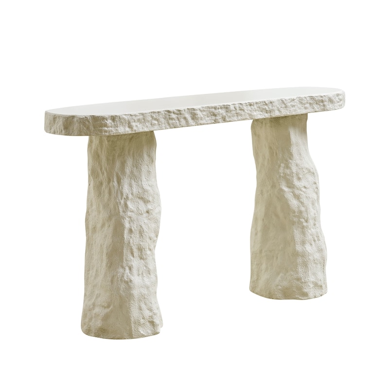 53.94 inch Modern Design Console Table,Imitation Stone Table,Fiberglass Entryway Table with Irregular Legs