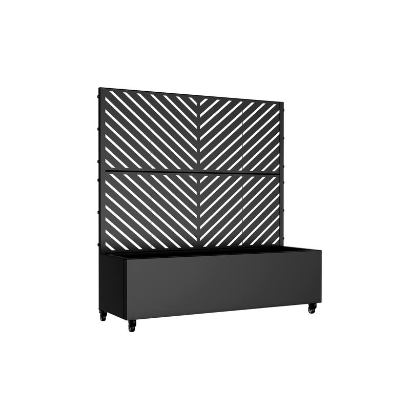 Metal Movable Planter Box with Trellis Privacy Screen Planter Box with Lockable Wheels