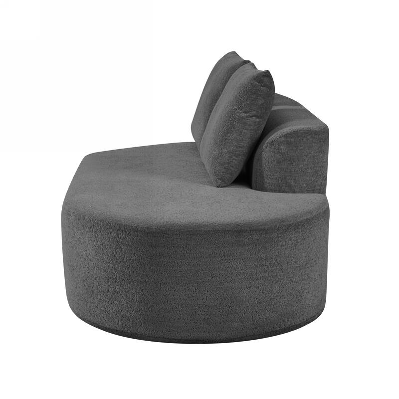 Curved Chaise Lounge with L-shape Back Arm, Pearl Upholstery Sectional Sofa Set with 4 Pillows for Living Room Sleeper Couch