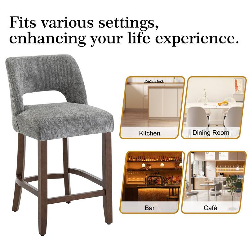 Set of 2/4/6,Upholstered Counter Height Bar Stools,Modern Counter Stools with Wood Legs for Kitchen Island Dining Room Bar