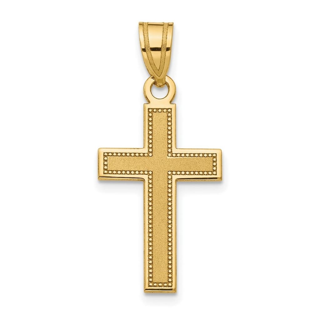 Curata 14k Yellow Gold 18" Polished Small Satin Cross Pendant Necklace