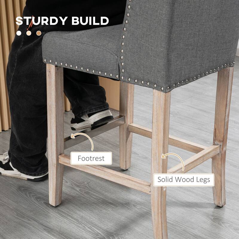 Counter Height Bar Stools Set of 2 with Wood Legs
