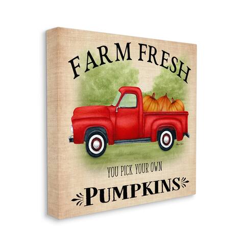 Stupell Industries Farm Fresh Pumpkins Red Farm Truck Illustration Canvas Wall Art - Multi-Color