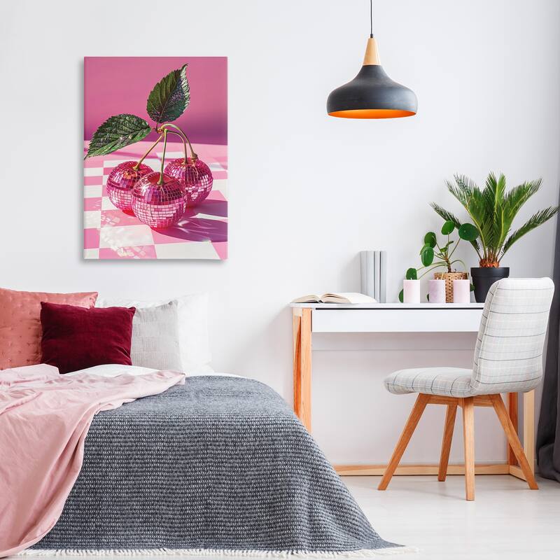 Stupell Disco Cherries on Checkered Canvas Wall Art Design By LSR Design Studio
