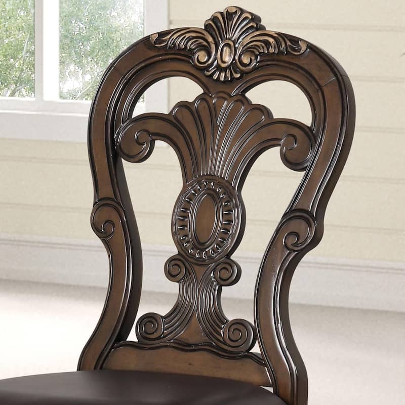 Royal Dark Brown Finish Dining Side Chairs Set