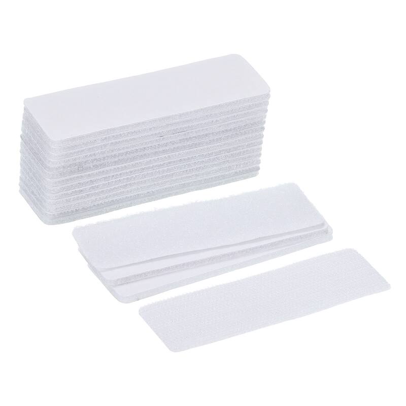 Hook and Loop Tapes Nylon Sticky Glue Self Adhesive 30mm x 100mm White 16 Set