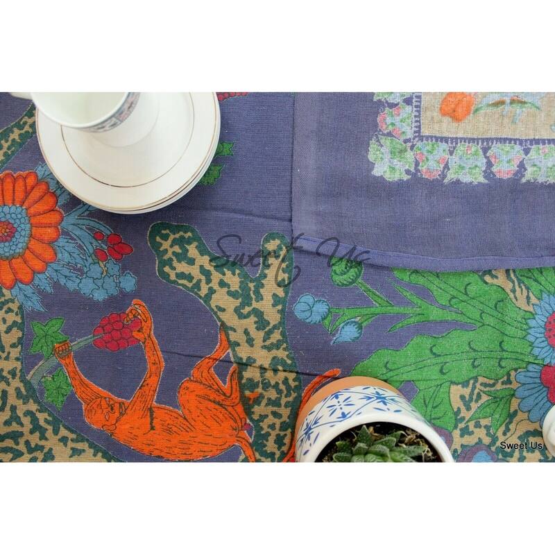 Cotton Heavenly Tree of Life Floral Tablecloth Rectangle - 88 x 104 Inches