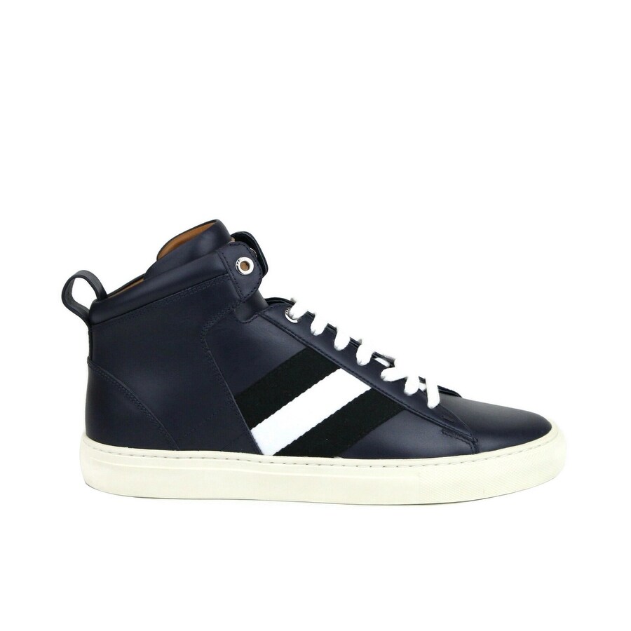 Dark Blue Calf Leather Hi-top Sneaker 