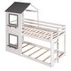 preview thumbnail 4 of 7, Modern Twin Over Twin Bunk Bed Saves Space Wood Bed with Roof, Full-length Guardrail, Ladder,Window
