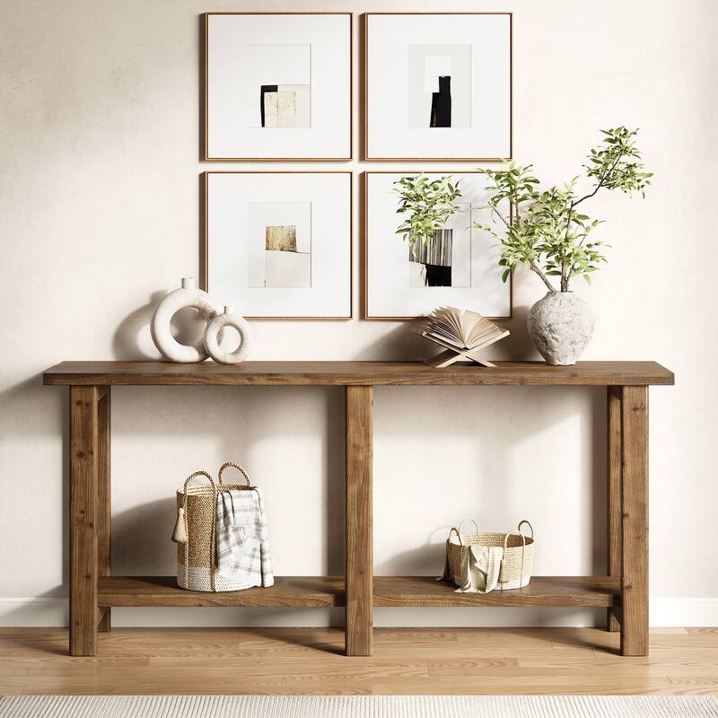 70.9 Inch Solid Wood Console Table for Entryway - 11.8"D x 70.9"W x 31.8"H
