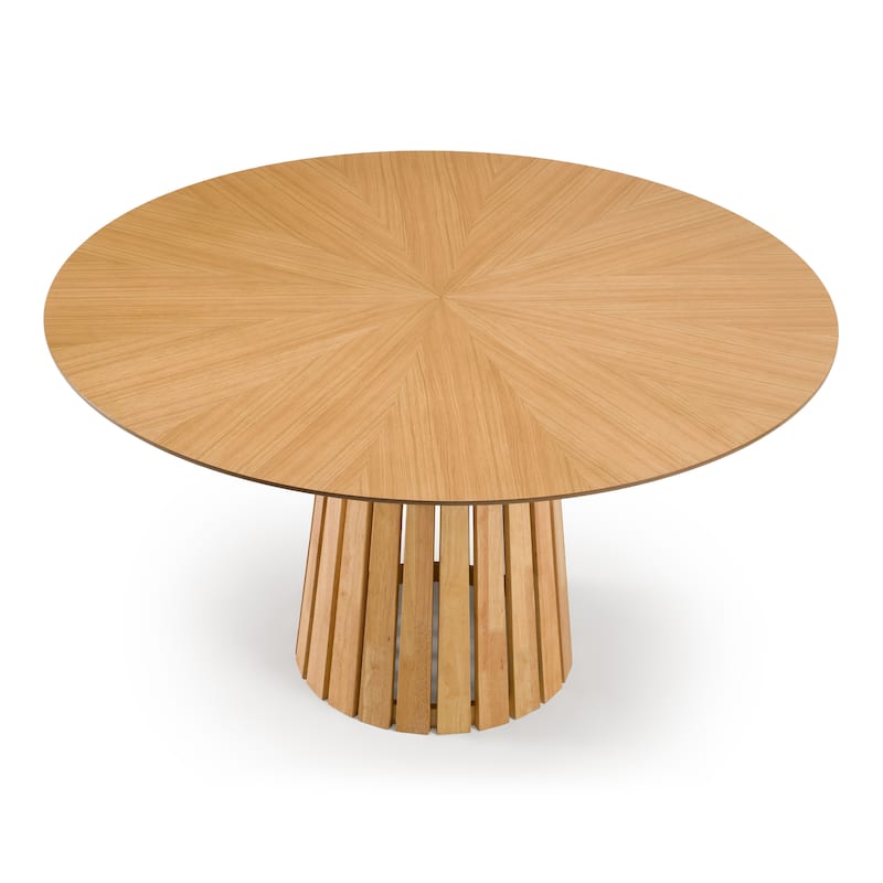 Modrest Weiss Mid-Century Modern Natural Oak Round Dining Table