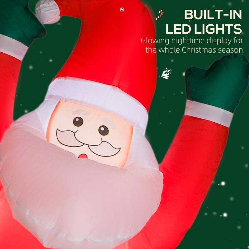 Outsunny 7FT Hanging Christmas Inflatable Santa with Dog, Christmas Blow Up Decoration with Built-in LED Lights for Garden - red