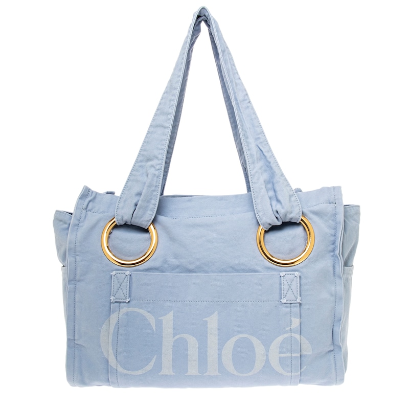 Chloe Plage Tote in Cotton - Pebble Blue