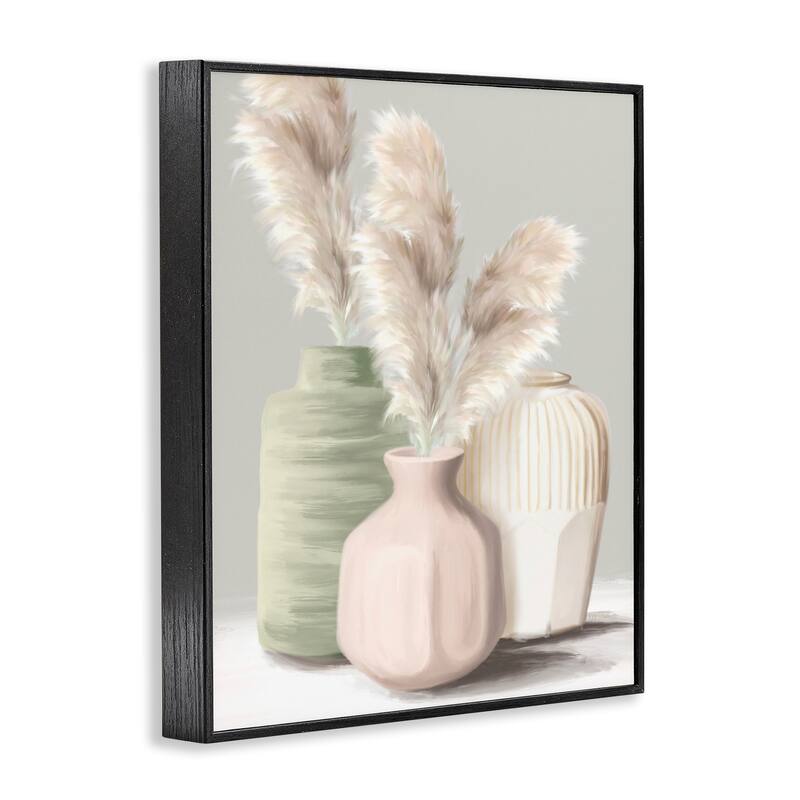 Stupell Soft Pampas Vases Framed Giclee Art Design By House Fenway
