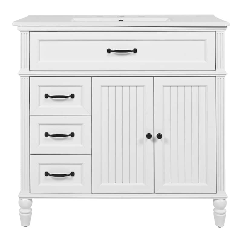 Christopher Knight Home Yvenith 36" Bathroom Vanity with Ceramic Sink - 36.00" Lx 18.5" W x 34.4" H