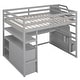 preview thumbnail 26 of 39, Loft Bed with Desk and Shelves, Wooden Bed Frame with 2 Drawers, Storage Staircase and Full-Length Guardrail for Bedroom