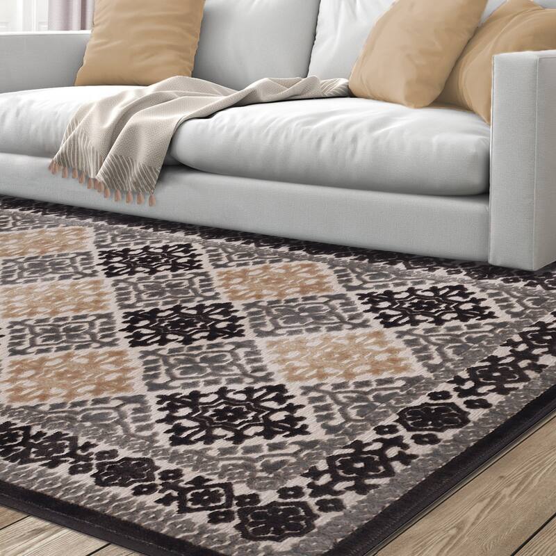 Superior Floral Medallion Sculpted High-Low Pile Polyester Area Rug
