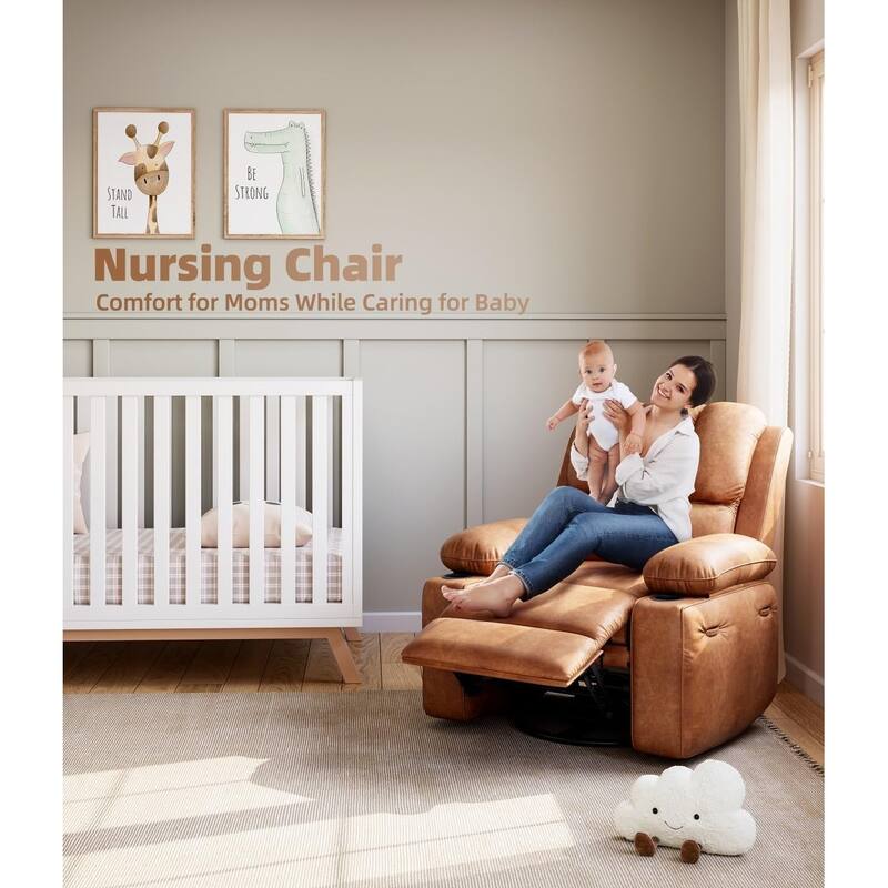 Oversized360° Swivel Recliner Chairs with Heat and Massage