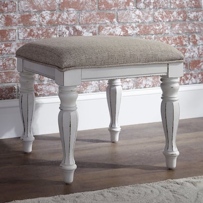 Magnolia Manor Antique White Vanity Stool - Width 16" x Depth 18" x Height 18"