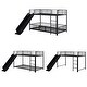 preview thumbnail 12 of 18, Unique Design Twin over Twin Size Metal Bunk Bed with Slide and Guardrails