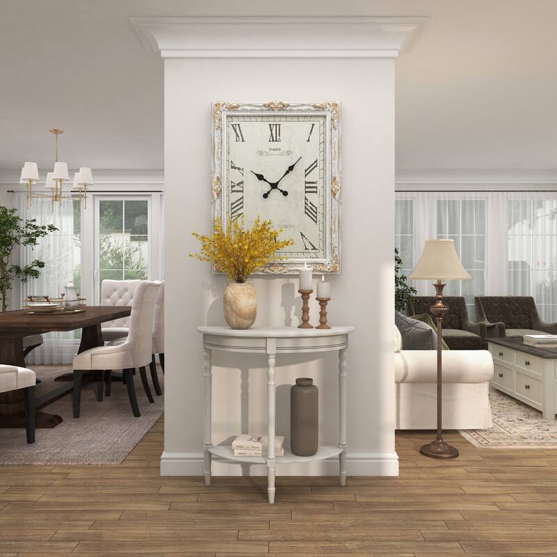 Light Gray Wood Half Moon 1 Shelf Console Table