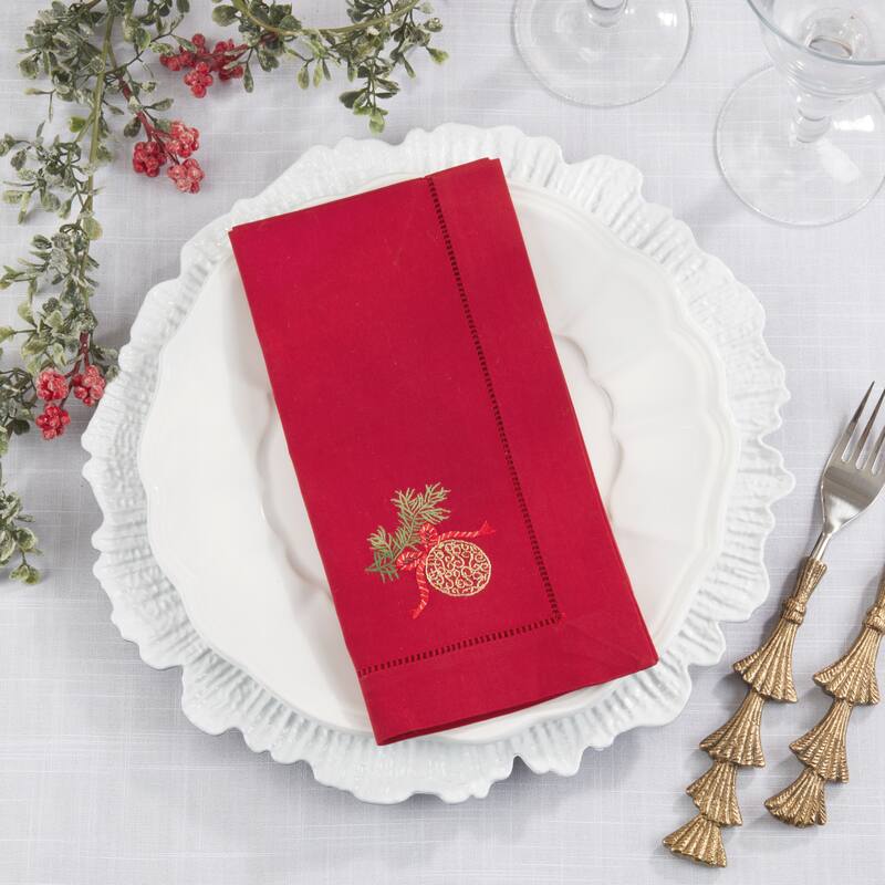 Embr'D Ornament Hemstitch Napkin (Set of 6) - 20"x20"