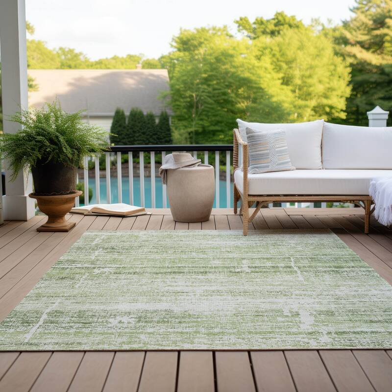 Machine Washable Indoor/ Outdoor Chantille Solid Ombre Rug
