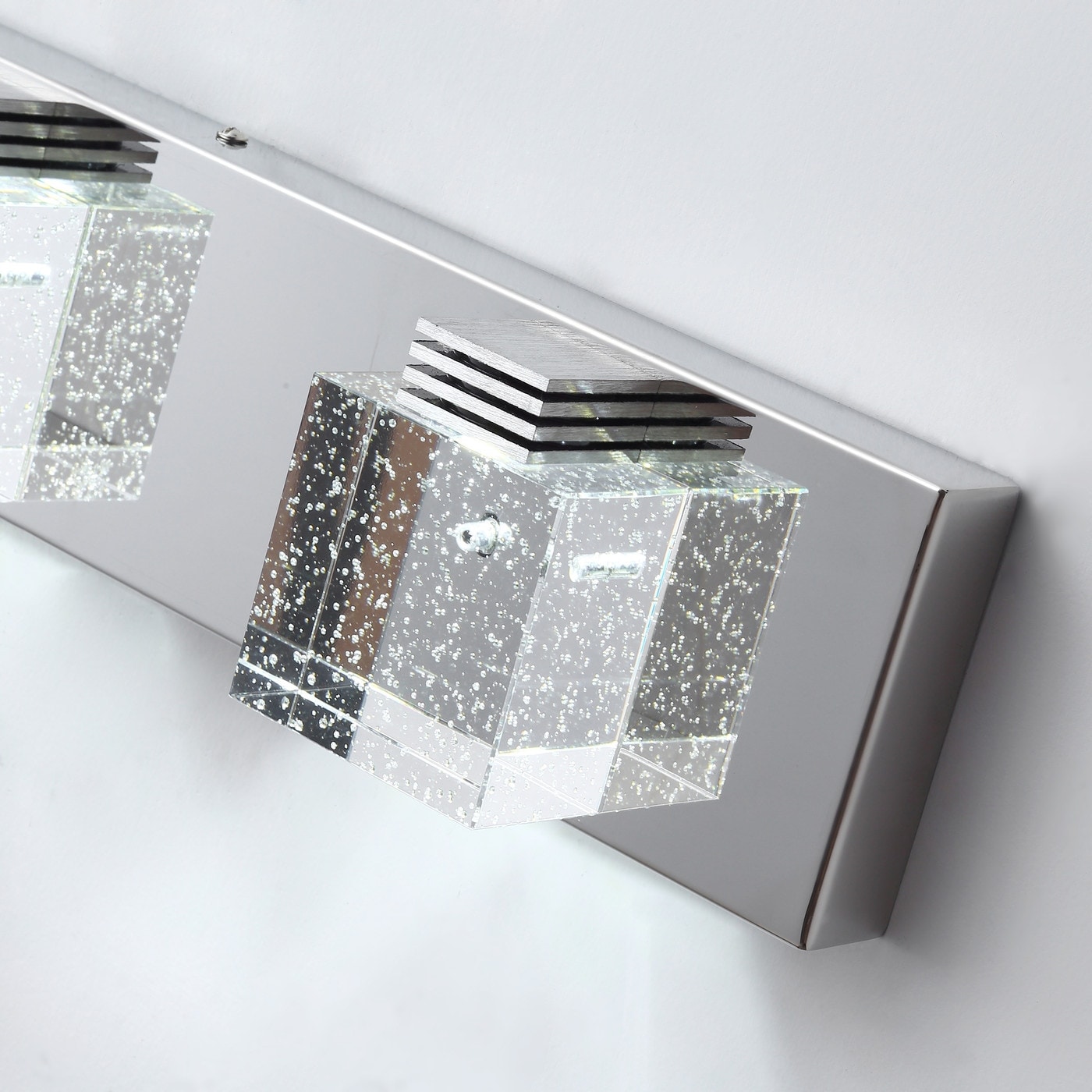 Modern 3 Light Cube Bubble Glass Shape LED Vanity Lamp Bed Bath