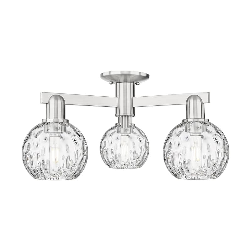 Innovations Lighting 716-3F-10-24 Athens Water Glass Semi-Flush Athens - Brushed Satin Nickel / Clear Water Glass