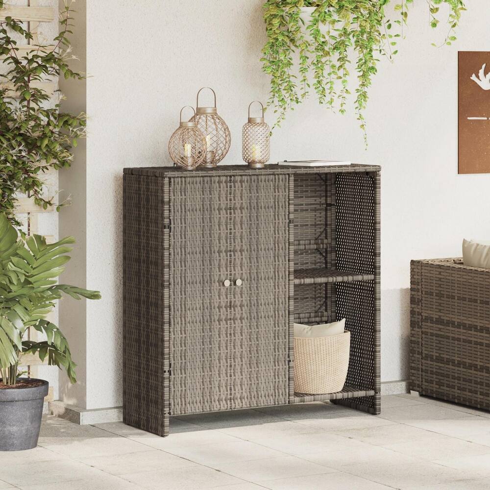 vidaXL Storage Cabinet Beige/Brown/Grey 100x36x102 cm Rattan - 14.2 x 39.4 x 40.2