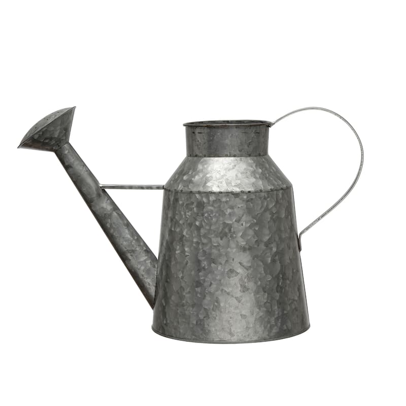 Galvanized Metal Watering Can - 19.1"L x 8.9"W x 12.6"H - Silver - Iron