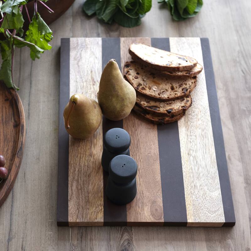 Mango Wood Cheese and Cutting Board with Stripes - 16.8"L x 12.0"W x 0.5"H